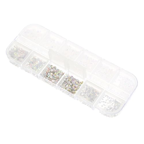 BAZEITFLOW 1 Schachtel Fächer Nagelornamente mit Funkelnden Rhinestones Flache Strasssteine in Weiß Ab und Ab DIY Maniküre Nail Art Dekor Langlebig und Einfach Anzuwenden für Anfänger und von BAZEITFLOW