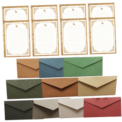 BAZEITFLOW 10 Sätze Teiliges Bunte Einladung Briefumschläge mit Weißem Muster Schreibpapier Deckende Umschläge für Grußkarten Einladungen Dankeskarten Inklusive Teiligem Briefpapier von BAZEITFLOW