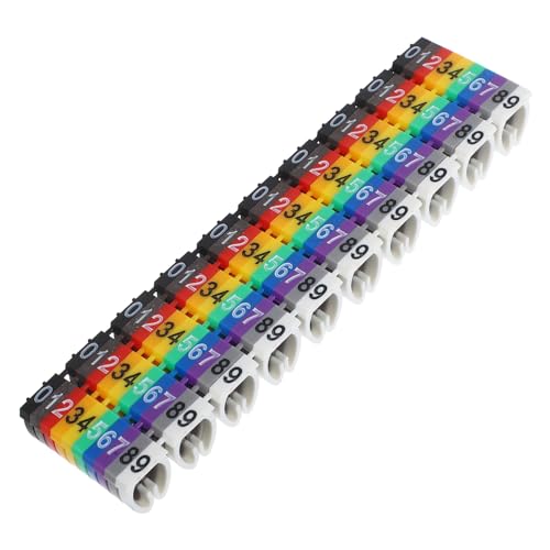 BAZEITFLOW 100 Stück Kabelnummernschilder Clip Kabelmarkierer Bunte Beschriftete Kabelkennzeichnung für Einfache Organisation und Schnelle Kabelidentifikation von BAZEITFLOW