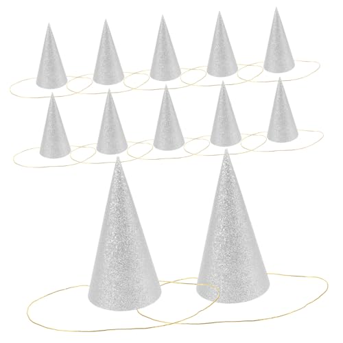BAZEITFLOW 12 Stück Teiliges Glitzer Partyhüte Silber mit Band Festliche Geburtstagskrone für Erwachsene Geeignet für Geburtstagsfeiern Shower Hochzeiten und Kostümpartys von BAZEITFLOW