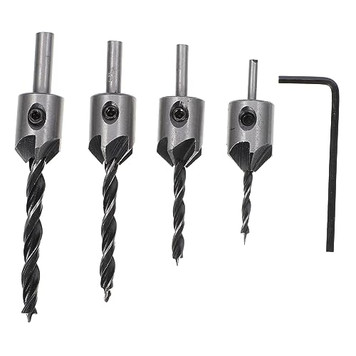 BAZEITFLOW 1Satz Holzbearbeitung Countersink Bohrer Bohrer mit Schraubenschlüssel Verjüngtes Design für Präzise Holzarbeiten Einfach zu Installieren Verwenden von BAZEITFLOW