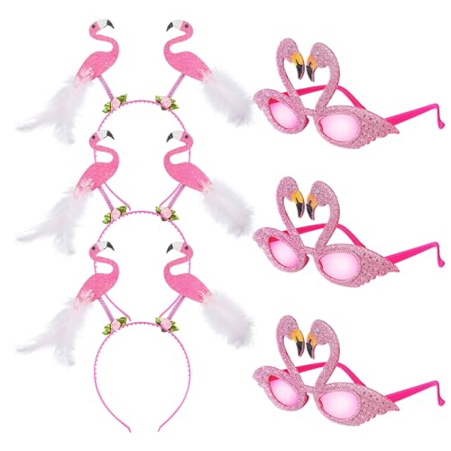 BAZEITFLOW 1satz Flamingo Mit Haarreif Und Brille Lustige Partyaccessoires Für Geburtstagsfeiern Hawaii-events Und Fotoshootings Und Langlebig Teiliges von BAZEITFLOW