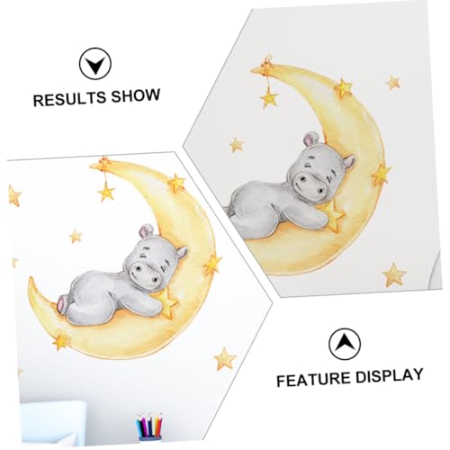 BAZEITFLOW 2 Blätter Kinderzimmer Wandsticker Hippo Mond Sterne Wandtattoo Selbstklebend Langlebig für Glatte Oberflächen Babyzimmer Kindergarten Dekoration von BAZEITFLOW