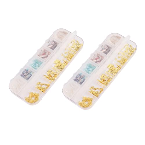 BAZEITFLOW 2 Boxen Fächer Nagelkunst Dekorationsset mit Boxen DIY Nail Charms und Muschel Designs Langlebige Maniküre Ornamente für Kreative Nagelgestaltung zu Hause für Frauen von BAZEITFLOW