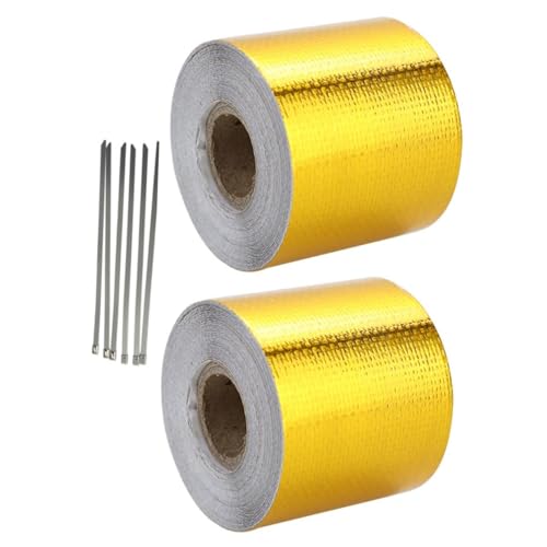 BAZEITFLOW 2 Rollen Aluminiumfolie Klebeband Hitzebeständig Wasserdichtes Dichtband für Auto Motor Küche Industrie Reparatur Isolierung von BAZEITFLOW