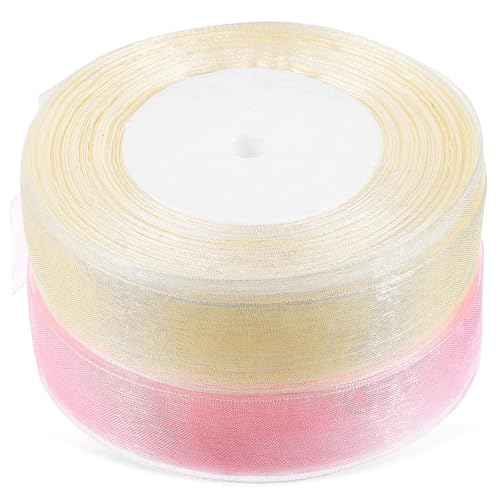 BAZEITFLOW 2 Rollen Transparente Geschenkband Elegante Schneeschal bänder in Cremeweiß und Pfirsichrosa Lange Dekobänder für Blumensträuße Geschenkverpackung Hochzeiten und Bastelprojekte BAZEITFLOW 2 Rollen Transparente Geschenkband Elegante Schneeschal bänder in Cremeweiß und Pfirsichrosa Lange Dekobänder für Blumensträuße Geschenkverpackung Hochzeiten und Bastelprojekte von BAZEITFLOW
