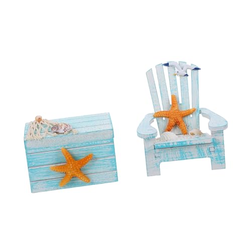 BAZEITFLOW 2 Stück Mediterraner Mini Holz Strandstuhl Deko Nautische Tischdekoration Holzmodell für Strandzimmer Büro Zimmer von BAZEITFLOW