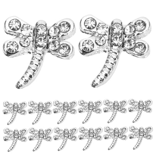 BAZEITFLOW 20 Stück Teiliges Nagelschmuck mit Goldfarbenen Strass Drachenfliegen Langlebige Legierung Nail Charms Funkelnde Nail Art Verzierungen für DIY Fingernägel für Kreative Maniküre von BAZEITFLOW
