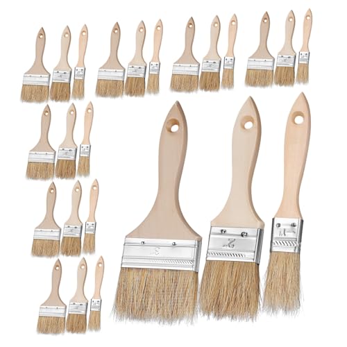 BAZEITFLOW 24 Stück Teiliges Chip Brush mit Holzgriff Schweineborsten Pinsel für Grillen Lackieren Ölfarben Vielseitig Einsetzbar Robust Komfortabel zu Halten von BAZEITFLOW