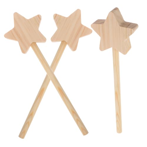 BAZEITFLOW 3 Stück Teiliges DIY Holzsterne Unbemalte Bastelstäbe für Leichte Sternförmige Feenstäbe zum Bemalen und Dekorieren Partyzubehör und Kreatives Bastelhölzer für Rollenspiele von BAZEITFLOW