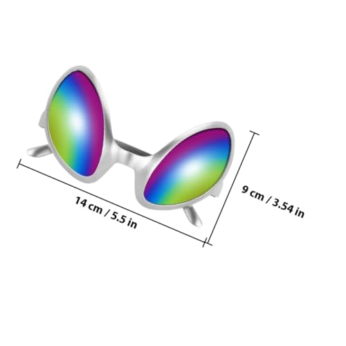 BAZEITFLOW 4 Stück Teiliges Lustige Extraterrestrische Brille mit Silbernem Rahmen Witzige Partybrille aus Robustem Kunststoff für Erwachsene Vielseitiges Foto accessoire und Faschingskostüm von BAZEITFLOW