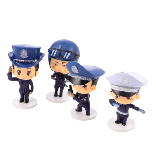 BAZEITFLOW 4 Stück Teiliges Polizei Figuren Tortendeko Cartoon Figuren Geburtstag Party Deko für Jungen und Mädchen Langlebig Umweltfreundlich von BAZEITFLOW