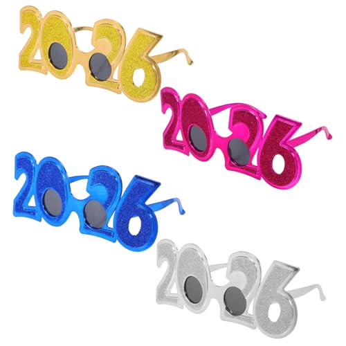 BAZEITFLOW 4 Stück Teiliges Silvester Partybrillen aus Kunststoff Glitzernde Bequeme Leichte und Auffällige Neujahrs Accessoires für Festliche Fotoaktionen und Feiern BAZEITFLOW 4 Stück Teiliges Silvester Partybrillen aus Kunststoff Glitzernde Bequeme Leichte und Auffällige Neujahrs Accessoires für Festliche Fotoaktionen und Feiern von BAZEITFLOW