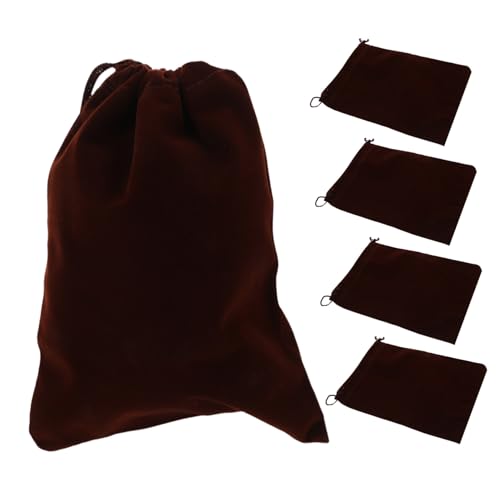 BAZEITFLOW 5 Stück Geschenkbeutel mit Kordelzug Schmucktaschen aus Langlebigem Praktische Aufbewahrungstaschen für Reise und Geschenkverpackung Braun von BAZEITFLOW
