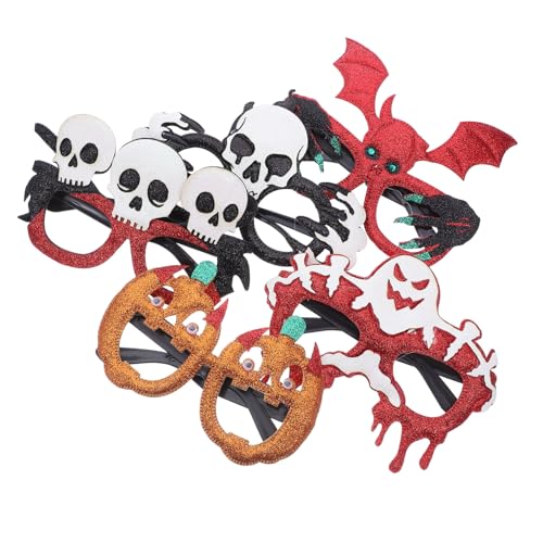 BAZEITFLOW 5 Stück Teiliges Halloween Brillenset für Leichte Bat Skull Pumpkin Eyewear Wiederverwendbare Kostümbrillen für Halloween Party Foto Requisiten von BAZEITFLOW