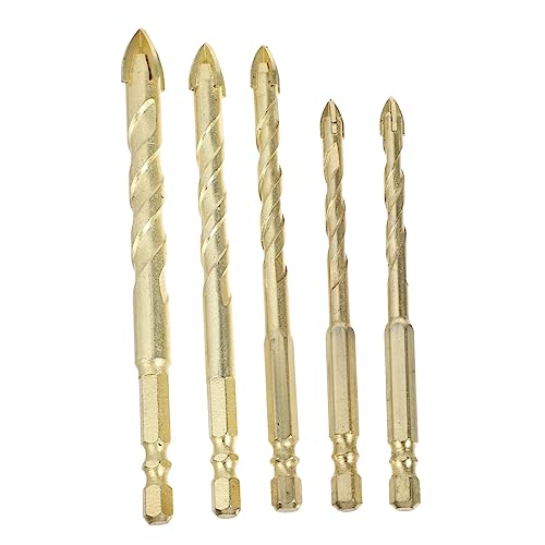BAZEITFLOW 5 Stück Vierklinge-kreuzbohrer Mehrzweck Fliese Verjüngt Holzbohrer Glasbohrer Golden Stahl BAZEITFLOW 5 Stück Vierklinge-kreuzbohrer Mehrzweck Fliese Verjüngt Holzbohrer Glasbohrer Golden Stahl von BAZEITFLOW