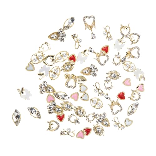 BAZEITFLOW 60 Stück Teiliges Nagelkunst aus Legierungs Deko mit Strass Perlen und Barockdesign Funkelnde Nail Art Verzierungen für DIY Maniküre für Hochzeit Party und Alltag von BAZEITFLOW