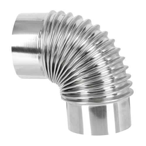 BAZEITFLOW Edelstahl Ofenrohr Bogen Hitzebeständig Metall Rauchrohr Ofen Flue Extension Robust Rostfrei Einfache Montage für Kamin und Holzofen Praktisches Stove Kit von BAZEITFLOW