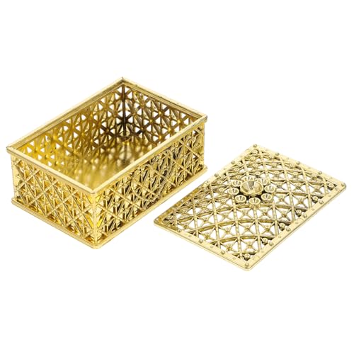 BAZEITFLOW Elegante Goldfarbene Schmuckschatulle Rechteckig mit Europäischer Vergoldung Hohl Gestaltet Multifunktionale Aufbewahrungsbox und Dekorative Schatztruhe für Schmuck Geschenkbox BAZEITFLOW Elegante Goldfarbene Schmuckschatulle Rechteckig mit Europäischer Vergoldung Hohl Gestaltet Multifunktionale Aufbewahrungsbox und Dekorative Schatztruhe für Schmuck Geschenkbox von BAZEITFLOW