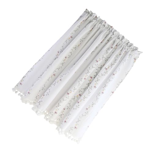 BAZEITFLOW Floral Halbtransparente Kurzgardine Baumwolle Fensterdekoration Staubschutz Einfache Montage für Wohnräume Eleganter Französischer Stil von BAZEITFLOW