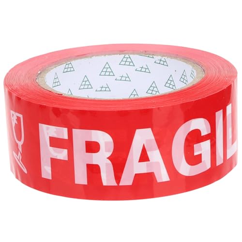 BAZEITFLOW Fragile Warnband Selbstklebend Breit Rot Weiß Verpackungsband für Zerbrechliche Gegenstände Karton Klebeband Markierungsband Versand Verpackungsmaterial von BAZEITFLOW