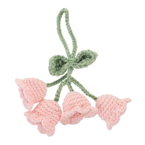 BAZEITFLOW Häkelblume Anhänger Kleine Konvallaria Blume Handgehäkelt Leichtes Auto Schlüsselanhänger Tasche Schmuck Rosa von BAZEITFLOW