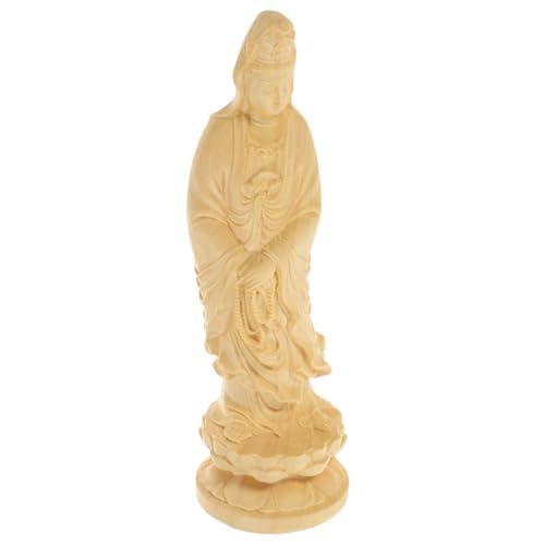 BAZEITFLOW Holzfigur Guanyin Buddhismus Dekoration Holz Desktop Deko Skulptur Büro Wohnraum Feng Shui Geschenk von BAZEITFLOW