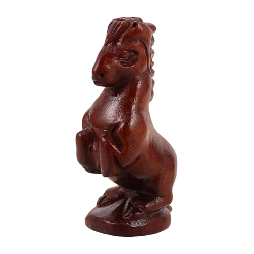 BAZEITFLOW Holzfigur Pferd Handgeschnitzt Langlebig Dekorativ Feng Shui Glücksbringer Chinesisches Tierkreiszeichen Kleines Feng Shui Ornament für Zuhause Büro Schreibtisch von BAZEITFLOW