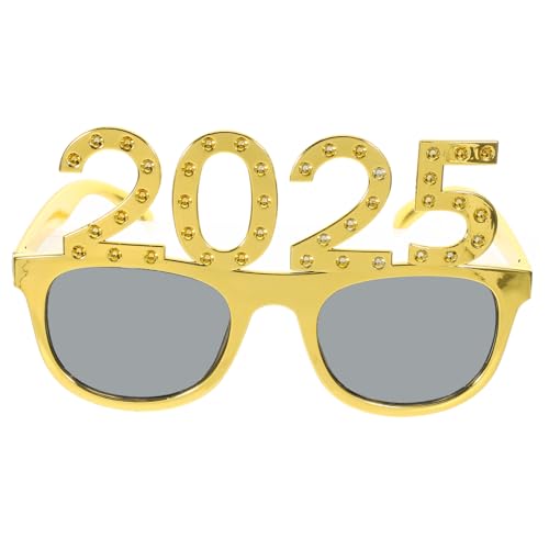 BAZEITFLOW Neujahrs Party Brille mit Goldfarbenem mit Funkelnden Strass Besetztem Eckigem Rahmen Lustige Fotorequisite für Silvester Feiern und Firmen Events Auffälliges Party Accessoire für von BAZEITFLOW