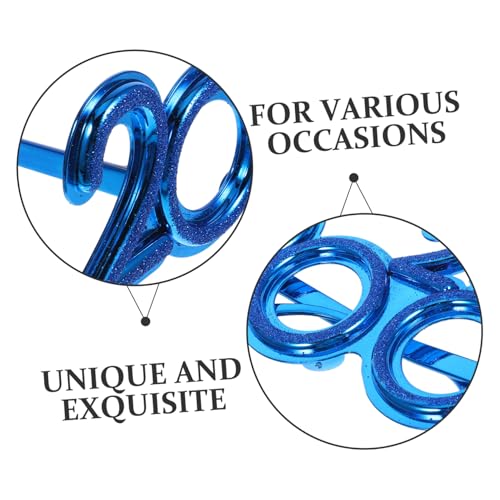 BAZEITFLOW Neujahrsbrille Party Eyewear mit Ausrufezeichen Blau Glitzer Pc Material Leicht Bequem für Erwachsene und Familie Festliche Dekoration und Foto Requisite von BAZEITFLOW