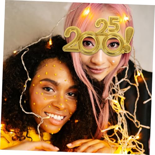 BAZEITFLOW Partybrille Goldfarben Glitzernde Spaßbrille mit Ausrufezeichen für Silvester Karneval Tanzfest Zubehör BAZEITFLOW Partybrille Goldfarben Glitzernde Spaßbrille mit Ausrufezeichen für Silvester Karneval Tanzfest Zubehör von BAZEITFLOW