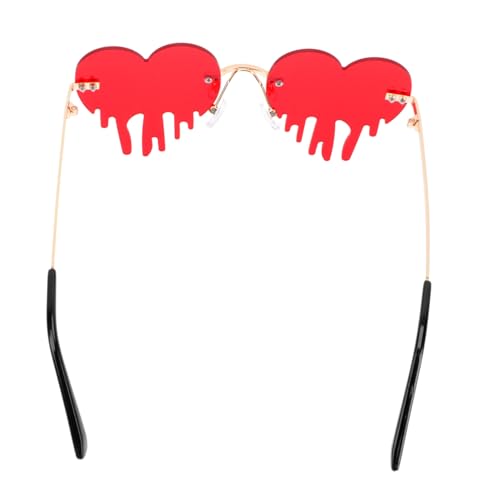 BAZEITFLOW Randlose Herzförmige Sonnenbrille mit Tränen Design Einzigartige Partybrille für Kostüm Festival Valentinstag Lustige Dekorationsbrille für Damen und Herren von BAZEITFLOW