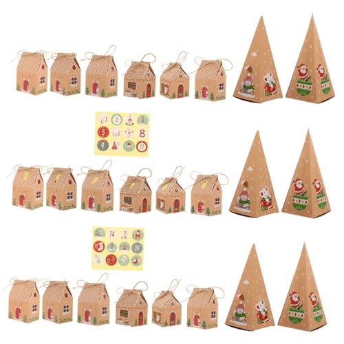 BAZEITFLOW Weihnachtliche Adventskalender Schachteln aus Papier mit Zahlenaufklebern und Flexiblem Juteseil Leere Countdown Geschenkboxen für Weihnachts Süßigkeiten und Partyverpackung von BAZEITFLOW