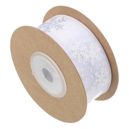 BAZEITFLOW Weißes Chiffonband mit Silberner Schneeflockenprägung Rolle Dekoratives Geschenkband für Weihnachtsverpackungen Party Deko und Festliche Schleifen Knitterarm Elegant BAZEITFLOW Weißes Chiffonband mit Silberner Schneeflockenprägung Rolle Dekoratives Geschenkband für Weihnachtsverpackungen Party Deko und Festliche Schleifen Knitterarm Elegant von BAZEITFLOW