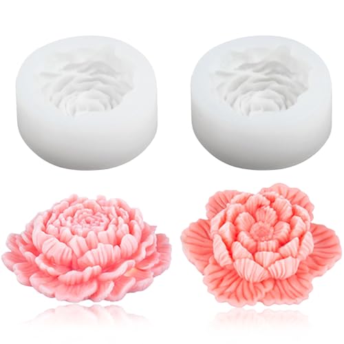 2 Stück Kerzen Formen Silikon, Pfingstrose Kerzenformen Silikonformen Gießformen, DIY Blumen Silikonform für Aromatherapie Kerzen Machen, Tolles Handgemachtes Geschenk 2 Stück Kerzen Formen Silikon, Pfingstrose Kerzenformen Silikonformen Gießformen, DIY Blumen Silikonform für Aromatherapie Kerzen Machen, Tolles Handgemachtes Geschenk von BAZOVE