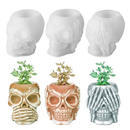 3 Stück Totenkopf Epoxidharz Formen, Totenkopf Silikonform für Harzguss, Totenkopf Harzformen für DIY-Handwerk, Heimdekoration, und Halloween Party 3 Stück Totenkopf Epoxidharz Formen, Totenkopf Silikonform für Harzguss, Totenkopf Harzformen für DIY-Handwerk, Heimdekoration, und Halloween Party von BAZOVE