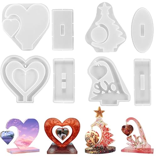 4 Stück Fotorahmen Epoxidharz Formen - Herzform, Liebesbrief & Weihnachtsbaum Silikonformen für Epoxidharz, DIY Bilderrahmen Harz Gießformen, Kunsthandwerk Tisch Home Decor Geschenke 4 Stück Fotorahmen Epoxidharz Formen - Herzform, Liebesbrief & Weihnachtsbaum Silikonformen für Epoxidharz, DIY Bilderrahmen Harz Gießformen, Kunsthandwerk Tisch Home Decor Geschenke von BAZOVE