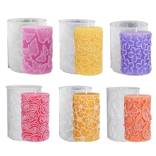6 Stück Kerzen Formen Silikon, Blumen Säule Kerzenform Silikon, Blumen Silikonformen Gießformen Kerzen, Zylinderförmige Kerzen Formen, DIY Silikonform Kerzen 6 Stück Kerzen Formen Silikon, Blumen Säule Kerzenform Silikon, Blumen Silikonformen Gießformen Kerzen, Zylinderförmige Kerzen Formen, DIY Silikonform Kerzen von BAZOVE
