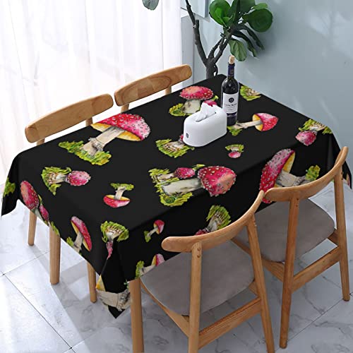 Muster der roten Fliegenpilz-Tischdecke, 137 x 183 cm, knitterfreie Tischdecke, schmutzabweisende Tischdecke, perfekt für Küche und Esszimmer von BAtlam