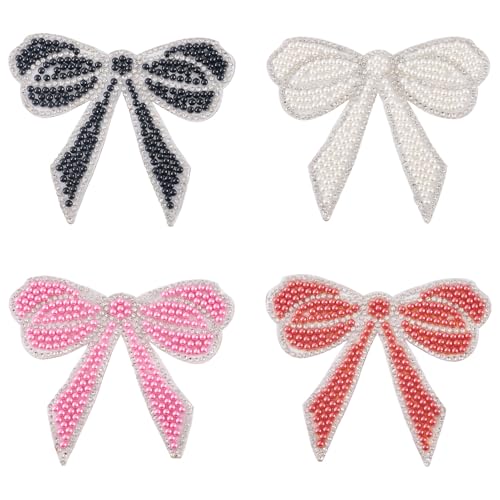 8 x Strassschleife zum Aufbügeln, Beadthoven glitzernde Kristallperlen-Applikationen Schleife zum Aufnähen auf Kleidung, Jeans, Jacken, Taschen, Hüte, Rucksäcke, Dekorationen, Kleidungsverzierungen von BB Beadthoven