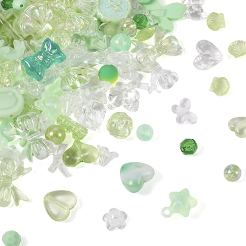 BB Beadthoven Beadthoven Acryl-Perlen, 100 g, hellgrün, blickdicht, transparent, Stern-Herz, Schleife, Perlen für DIY-Armbänder, Halsketten, Schlüsselanhänger, Schmuckherstellung, Loch: 1,2 ~ 4 mm BB Beadthoven Beadthoven Acryl-Perlen, 100 g, hellgrün, blickdicht, transparent, Stern-Herz, Schleife, Perlen für DIY-Armbänder, Halsketten, Schlüsselanhänger, Schmuckherstellung, Loch: 1,2 ~ 4 mm von BB Beadthoven