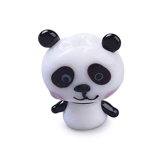 Beadthoven 10 Stück 3D-Cartoon-Panda-Perlen, handgefertigt, Lampwork-Glasperlen, Tier-Abstandhalter, lose Perlen für Schmuckherstellung, Schlüsselanhänger, Verzierung, Handwerk, Loch: 1,8 mm von BB Beadthoven