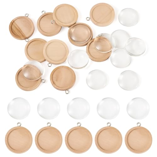 Beadthoven 10 Stück natürliche Holz-Anhänger-Tabletts, 25 mm, runde Holzanhänger, Cabochon-Lünette, Rohlinge mit 10 Klarglas-Cabochons für Bastelarbeiten, Foto-Schmuckherstellung, blanchierte Mandel Beadthoven 10 Stück natürliche Holz-Anhänger-Tabletts, 25 mm, runde Holzanhänger, Cabochon-Lünette, Rohlinge mit 10 Klarglas-Cabochons für Bastelarbeiten, Foto-Schmuckherstellung, blanchierte Mandel von BB Beadthoven