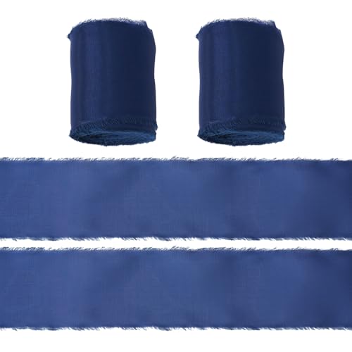 Beadthoven 10 m Polyester-Bänder, 40 mm breit, durchscheinendes Organzaband, ausgefranster Rand, Bänder für Schleife, Kränze, Blumenstrauß, Kleidung, Hochzeitsdekoration, Bastelarbeiten, Marineblau Beadthoven 10 m Polyester-Bänder, 40 mm breit, durchscheinendes Organzaband, ausgefranster Rand, Bänder für Schleife, Kränze, Blumenstrauß, Kleidung, Hochzeitsdekoration, Bastelarbeiten, Marineblau von BB Beadthoven