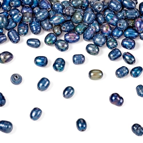 Beadthoven Natürliche Süßwasser-Zuchtperlen, 1,8 mm großes Loch, ovale Reisperlen für selbstgemachte Halsketten, Armbänder, Perlen, Schmuckherstellung, Schwarz, 100 Stück von BB Beadthoven