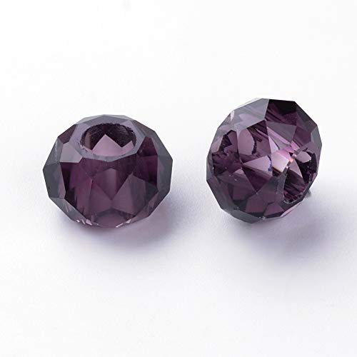 Beadthoven europäische Glasperlen, großes Loch, facettierte Rondelle, passend für 5 mm Schlangenkettenarmbänder, Halsketten, Schmuckherstellung, 14 x 8 mm, 100 Stück von BB Beadthoven