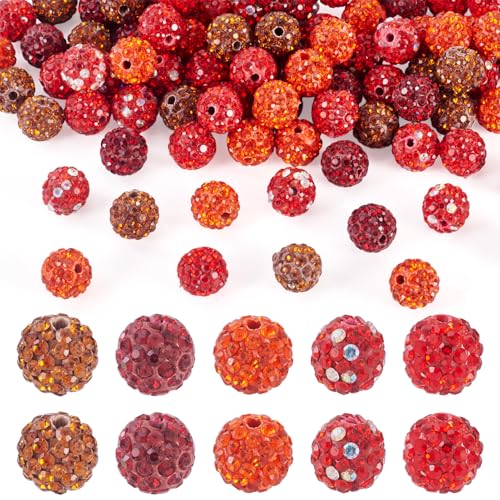 Beadthoven 100 Stück Polymer-Ton-Strassperlen, Strasssteine, Pavé-Fassung, Discokugel-Perlen, 10 mm, runde Ton-Kristallperlen für Armbänder, Stifte, Schmuckherstellung, Rot und Orange Beadthoven 100 Stück Polymer-Ton-Strassperlen, Strasssteine, Pavé-Fassung, Discokugel-Perlen, 10 mm, runde Ton-Kristallperlen für Armbänder, Stifte, Schmuckherstellung, Rot und Orange von BB Beadthoven