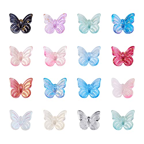 Beadthoven 100 Stück Schmetterling-Glasperlen, transparent, sortiert, klar, lose Pony-Glitzer-Perlen, Charms für Halsketten, Armbänder, Ohrringe, Schmuckherstellung, Loch: 0,8 mm von BB Beadthoven