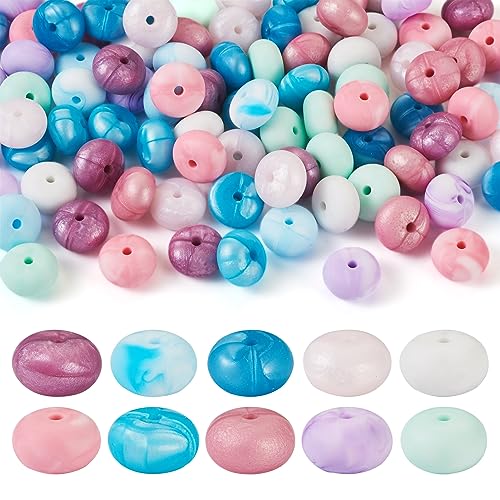 BB Beadthoven Silikon-Abakusperlen, Abstandshalter für DIY-Armbänder, Schlüsselbänder, Schlüsselanhänger, Schmuckherstellung, 100 Stück von BB Beadthoven
