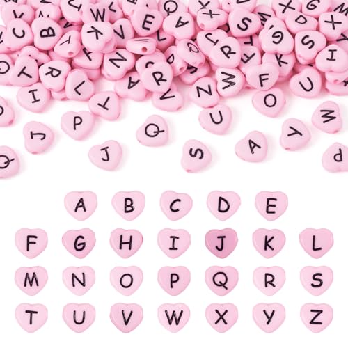 Beadthoven 100 Stück rosa Herz Acryl Buchstaben Perlen gemischt A-Z Initialen Alphabet lose Perlen Abstandshalter mit schwarzer Schrift für Bildung Schmuck Basteln Basteln 10,5 x 11,5 x 4,5 mm Beadthoven 100 Stück rosa Herz Acryl Buchstaben Perlen gemischt A-Z Initialen Alphabet lose Perlen Abstandshalter mit schwarzer Schrift für Bildung Schmuck Basteln Basteln 10,5 x 11,5 x 4,5 mm von BB Beadthoven